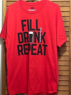 Brisco Red 'Fill Drink Repeat' Graphic Tee